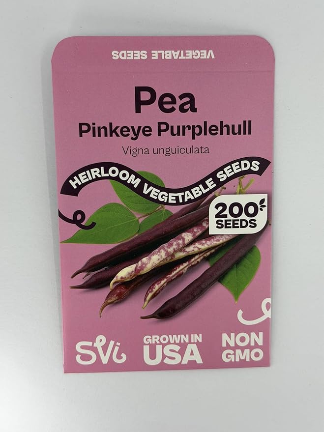SVI 200 Mississippi Pinkeye Purplehull Pea Seeds (Vigna Unguiculata) – Cowpeas, Field Peas, Non GMO, Heirloom Seed, High Yield, Easy to Shell – Vegetable Seeds for Outdoor Garden