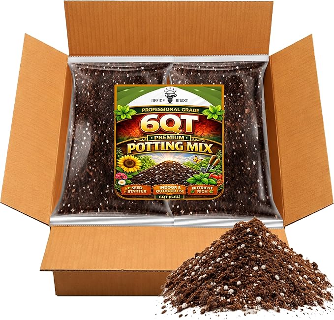 Potting Mix Soil 6 QT for Indoor Plants & Outdoor Gardening – Seed Starter Soil, All Purpose Planting Mix – Moisture Retaining, Fast Draining Soil for Seeds, Herbs, Flowers & Vegetables