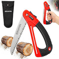 7 Inch Folding Saw with EDC Pouch, Lightweight Hand Pruning Saw with Curved Grip, Triple-Cut Razor Teeth for Wood Cutting, Tree Trimming, Gardening, Camping, Hiking, Hunting