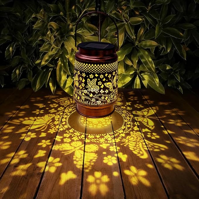 Mothers Day Gifts for Women Mom, Butterfly Solar Lanterns Outdoor Waterproof, Decorative Metal Garden Decor Light for Patio Yard Pathway, Gardening Gifts for Grandma