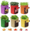 6 Pack 7 Gallon Potato Grow Bags With Flap and Handle, Garden Planting Bag, Nonwoven Fabric Vegetables Growing Bags for Tomato Carrot Onion