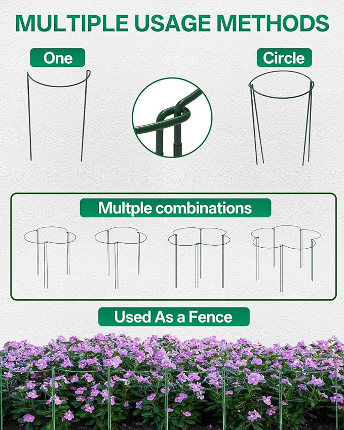 Breeze Touch 16 Pack Plant Support Stakes, 16 Inch Plant Stakes for Outdoor Plants, Peony Cage with 15 Pcs Green Lables, Peony Cages and Supports, Peonies Support Cages Flower Stakes for Plants