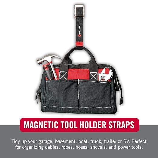 VELCRO Brand Magnetic Straps – Reusable Cord, Hose & Tool Organizer for Metal Surfaces, Valentine Gifts for Men - EASY HANG Garage, Workshop, RV Storage - Medium 16in x 1in
