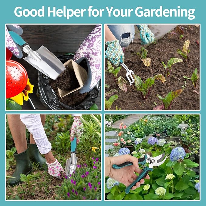 Gardening Hand Tool Set 3 Pack Heavy Gardening Kit with Non-Slip Soft Ergonomic Handle,Lightweight Aluminum Alloy Rust-Proof Tools, Great Garden Gifts for Women Men