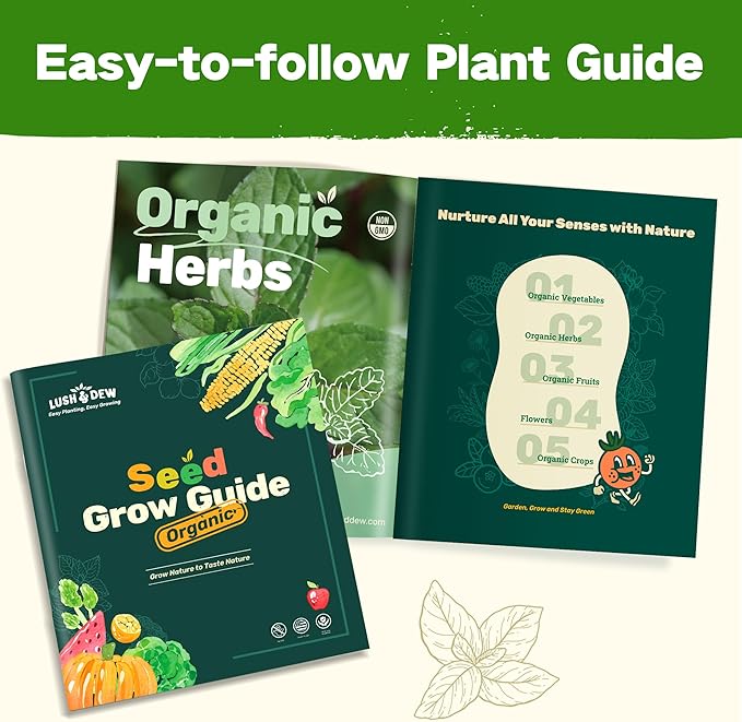 Lush&Dew Raised Garden Bed Heirloom Seed Bank, 32 Varieties 30,000+ Non-GMO Seeds for Planting Vegetables Herbs Fruits Year-Round, Gardening Gifts for Women Men, Survival Seed Kit for Food Supplies