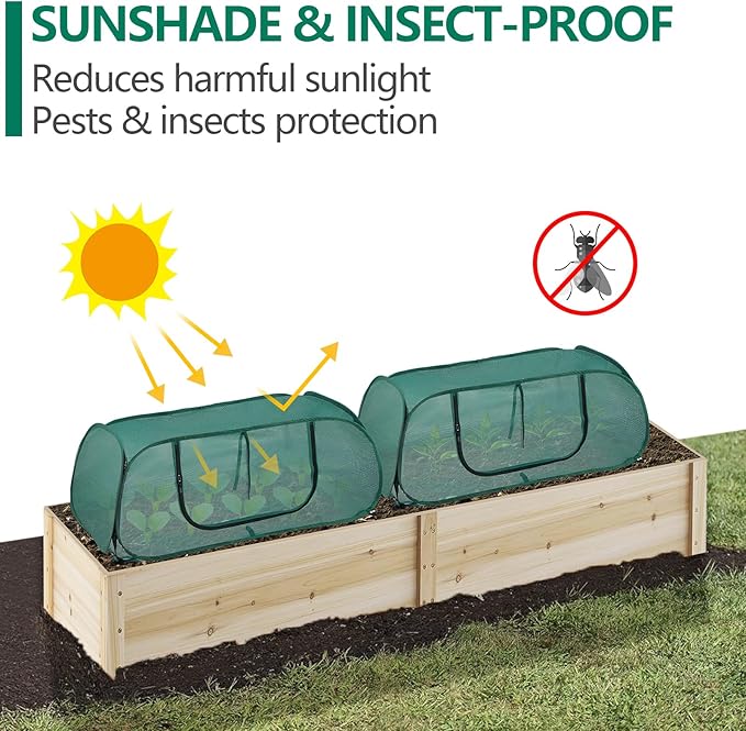 Garden Bed Cover, Mesh Netting Tent, Crop Cage for Raised Bed,- 30% Sunblock Shade Cloth with Metal Anchoring Spikes - Protects Plants Against Birds and Small Animals - 45"x22"x16"(H)