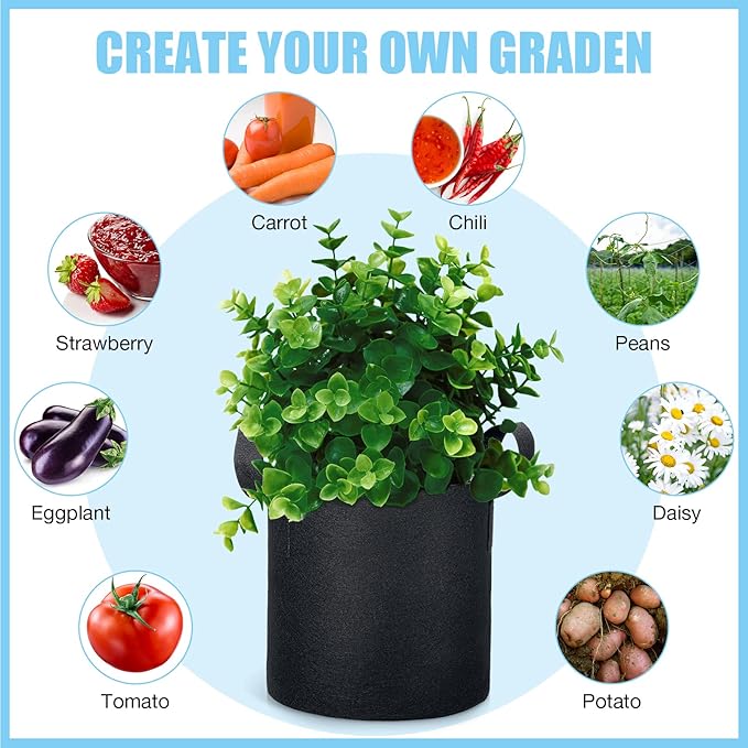 45 Pack Grow Bags Aeration Fabric Planter Pots Nonwoven Grow Bags with Handles Black Plant Container Bucket for Garden Planting Vegetable Flower Potato (3 Gallon)