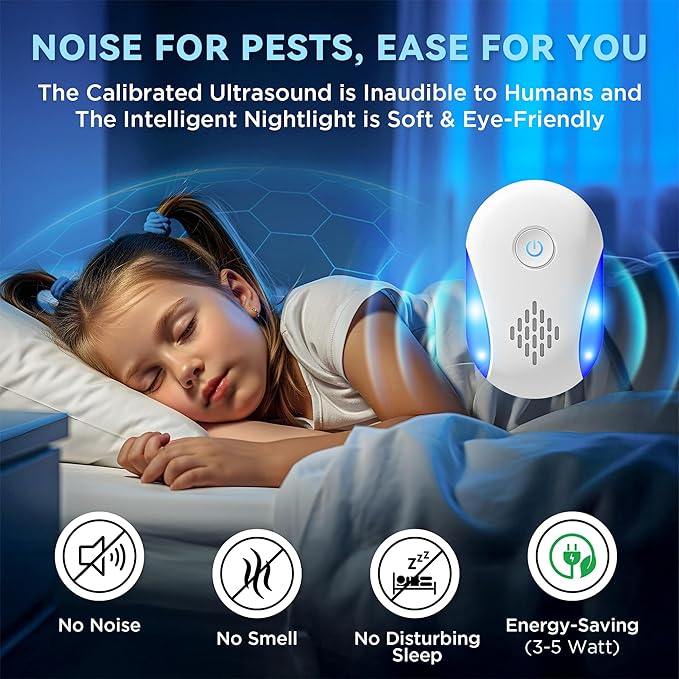 [2026 Upgraded] Ultrasonic Rodent & Pest Indoor Repeller - Stronger Driving Force, Plug-in Electronic Repellent for Mouse, Mice, Rats, Roaches, Ants, Spiders, Bugs, 2 Mode Switching (6 Pack)