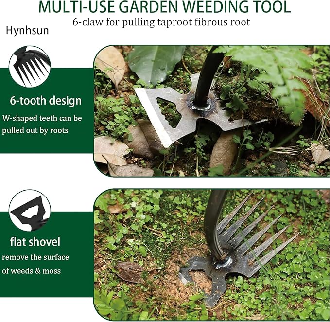 2025 Weed Puller Tool,Crack Weeder Tool, Stainless Steel Crevice Weeding Digger Tool, Paving Brick Moss Removal,6 Teethes Dual Purpose Hand Weeder Tool for Yard Garden, Lawn Edger and Driveway(3 Pcs)