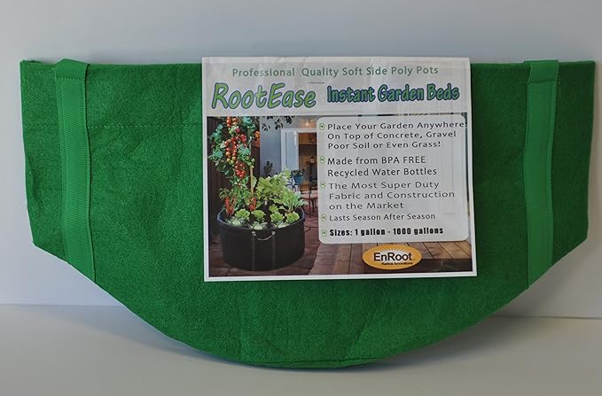 Enroot RootEase Garden Planting Aeration Fabric Container, Heavy Duty Durable Fabric Grow Pots, Perfect Harvest Planter, Raised Bed, Best Root Treatment Eco-Friendly Grow Bags (10 Gallon, Green)