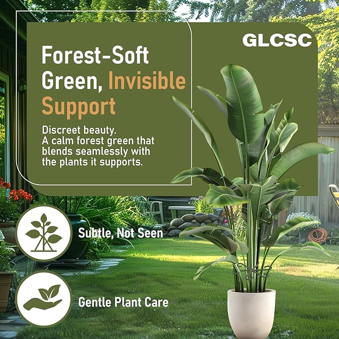 40PCS Forest Green Plant Stem Support, Invisible Stem Supports for Indoor Plants, Plastic Reusable Plant Support Clips, Indoor Plants Accessories