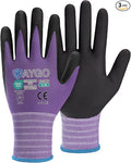 KAYGO Safety Work Gloves MicroFoam Nitrile Coated, 3 Pairs KG18NB,Seamless Knit Nylon Glove for Men and Women, Ideal for Automotive,Warehouse,Construction (Medium,Purple)
