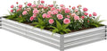 8x4x1FT Galvanized Raised Garden Bed Outdoor Patio, Large Rectangular Metal Planter Boxes,Plant Container Kit for Gardening, Vegetables, Flowers, Herbs,Silver,1 Pack