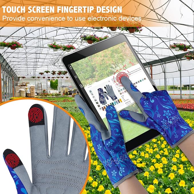 Leather Gardening Gloves for Women Thorn Proof Garden Gloves Touch Screen Working Gloves Gifts,M