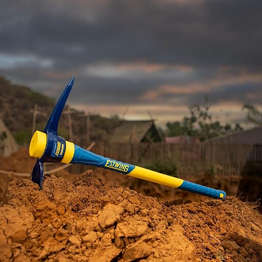 Estwing 5-Pound Pick Mattock with 36-Inch Fiberglass Handle, Drop-Forged Heat-Treated Head for Breaking Hard Ground, Hoeing Rocky Soil, and Digging in Tight Spaces