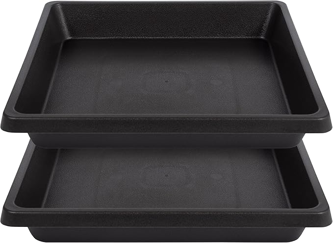 Square Plant Saucer 10 Inch 2 Pack, Plant Drip Trays and Flower Pot Saucers，Doubles Plant Water Catcher Tray, Plant Trays for Indoors No Holes, Plant Drainage Tray Saucers for Potted Plants