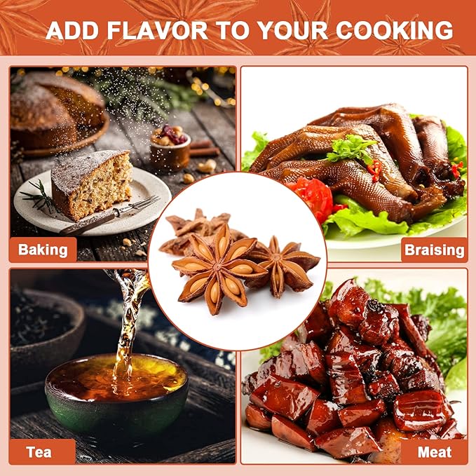 Besway Chinese Star Anise 7 oz, Whole Star Anise, Fresh, Pure and Dried Anise Pods, Great for Cooking, Baking and Tea (200g)
