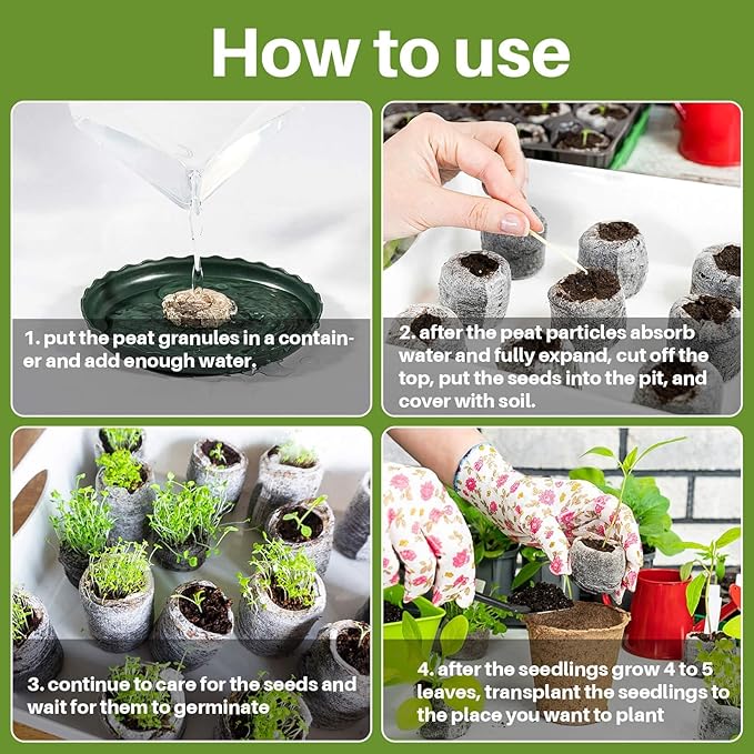 MAQIHAN 50PCS Peat Pellets for Seedlings - 30MM Seed Starter Pellets Peat Pods for Starting Seeds Garden Soil for Planting Transplanting Growing Garden Flower Vegetables