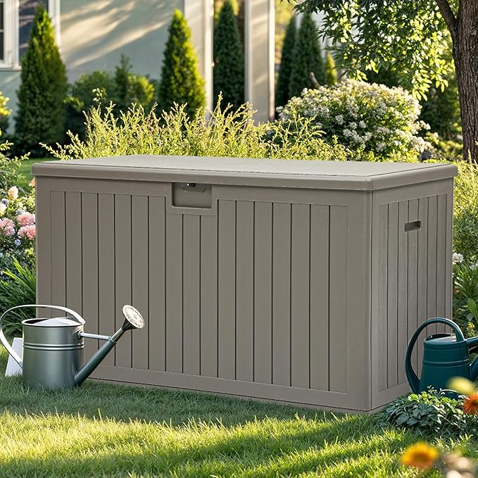 YITAHOME 220 Gallon Double-Wall Deck Box with Divider & Side Handles, Outdoor Large Storage for Patio Furniture Cushions, Garden Pool Accessories, Water Resistant & Lockable