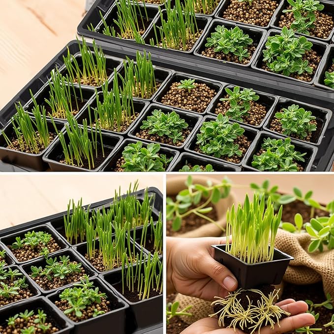 10Pack Seed Starting Trays, Strong Plastic Growing Plant Tray, Seed Tray, Seedling Trays for Greenhouse and Flowers, Wheatgrass, Sprouting
