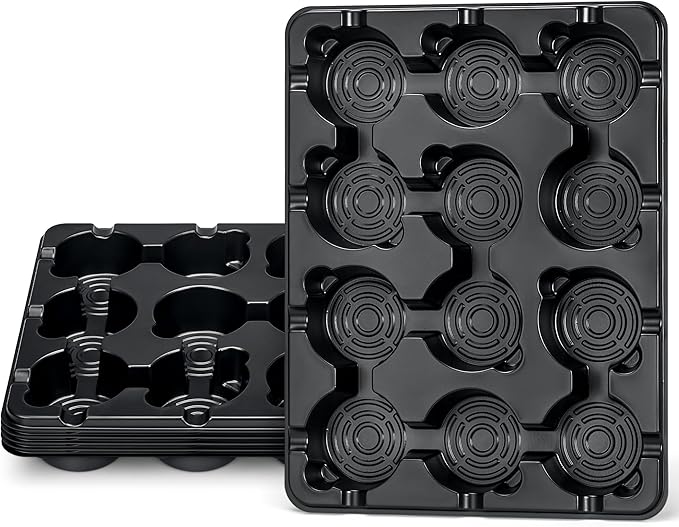 homenote 4 Inch Seed Starting Trays 5 Pack, 12-Cell Seedling Starter Trays for Indoor Outdoor Growing, Plant Starter Germination Trays for Pots Seedlings Compatible with 4" Nursery Pots
