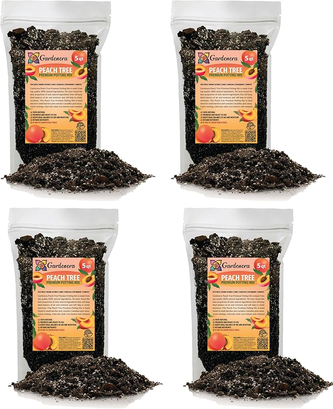GARDENERA Premium Peach Potting Soil Mix - Perfect Balance of Nutrients, Drainage, and Aeration for Thriving Peach Trees - 20 QUARTS