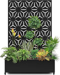 15.7"×70.9"×47.2" Metal Raised Garden Bed with Trellis and Wheels - Tall Trellis Planter Box for Climbing Plants, Vegetables & Vines - Outdoor Privacy Planters for Patio (Black-Star)
