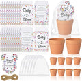 Ctosree 50 Sets Wildflower Baby in Bloom Baby Shower Seed Packets Favors for Guests Include Self Adhesive Seed Packets (No Seeds) Clay Plastic Flowerpot Thank You Tags Hemp Rope Organza Gift Bags