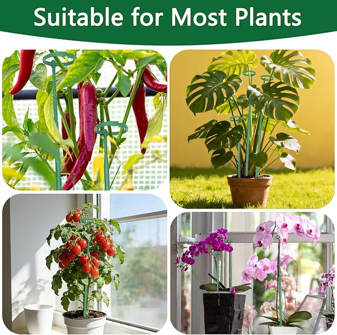 Telescoping Monstera Plant Support Stakes, 12.5IN to 48.4IN Adjustable Length, Extendable Plant Stakes for Indoor Plants, Premium Stainless Steel Material Plants Sticks for Orchids, Tomatoes- 3Pack