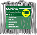 OUPSAUI 10 Inch Galvanized Landscape Staples Stakes, 12/25/50/100/200pcs Garden Metal Stakes for Weed Barrier Fabric, Fence Stakes, Tent Stakes, Christmas Decorations (100pcs)