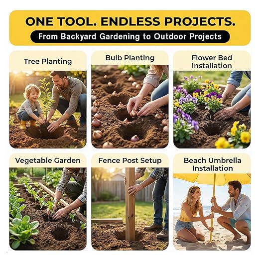 Sproot Garden Auger Drill Bit for Planting – 4 x 12 Inch - Umbrellas and Fences Auger Post Hole Digger for Gardening and Spiral Bulb Planter Tool – 3/8 Inch Hex Drive Compatible