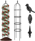 6.7FT Garden Obelisk Trellis for Climbing Plants Outdoor, Adjustable 5-Tier Metal Plant Support with 3 Decorative Tops, Black Rustproof Trellis for Roses, Tomatoes, Clematis & Vines
