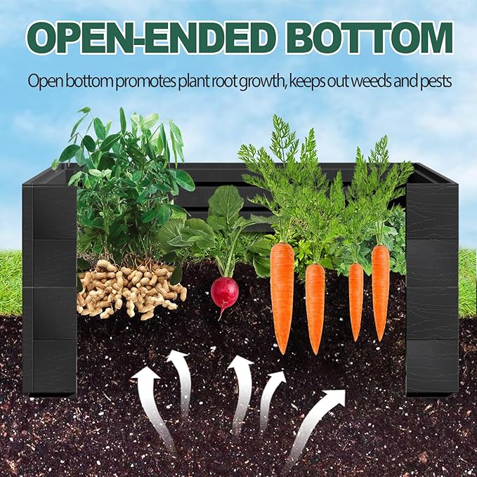 FONTOI Raised Garden Beds Outdoor, 4x4x2ft Divisible Elevated Planter Boxes Outdoor for Planting Plants Vegetables Flowers Herb Fruits, Planter Raised Beds for Gardening with Easy Assembly, Square