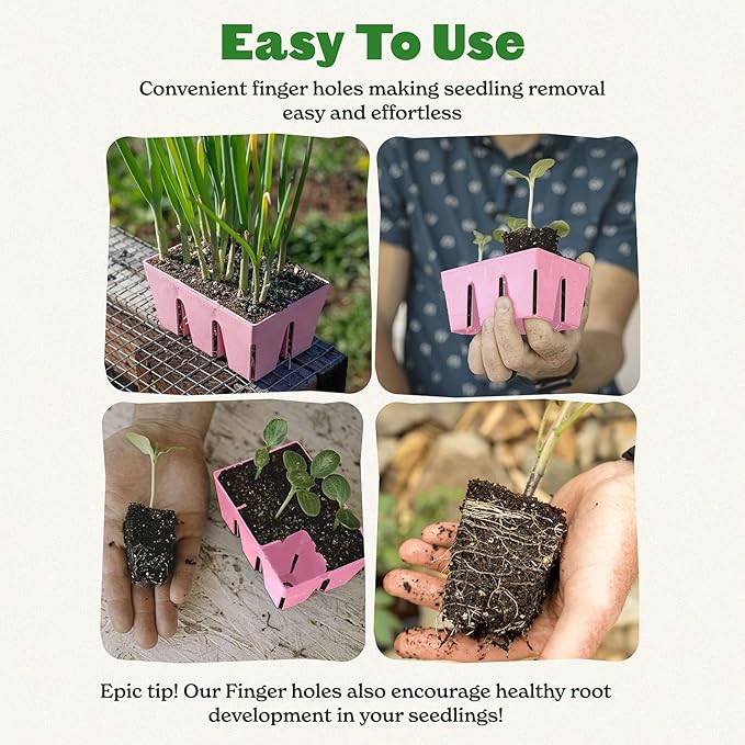 Epic Gardening Reusable Seed Starter Tray - 6 Cell/12 Seedling Starter Trays - Easy Watering, Indoor Greenhouse, Plant Starter, Gardener-Friendly for Seedlings | UV-Treated & BPA-Free - Pink