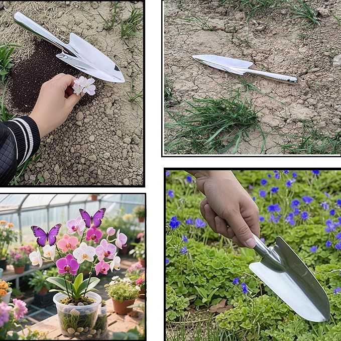 Garden Trowel- Stainless Steel Garden Shovel with Measurement Mark, Gardening Tools, Garden Shovel Hand Trowel, Gardening Hand Spade Tool for Planting, Transplanting, Weeding, Digging