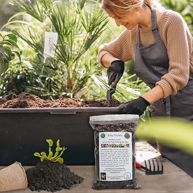 Venus Fly Trap, Pitcher, Butterworts, Bladderworts Drosera Carnivorous Plants Potting Soil Mix 1 Quart (1qt 4 Level Cups)