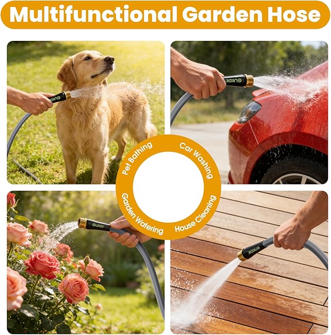 Garden Hose 50 FT, Non-Expanding Water Hose, Ultra-Light & Flexible, Burst-Resistant, Kink-Free, High-Pressure Garden Hose All-Weather Use for Lawns, Gardens, and Outdoor Cleaning