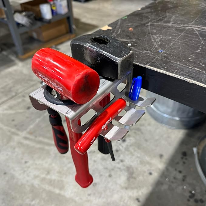 Trick-Tools Versa-Mount Stainless Steel Hammer Hanger, Air Tool and Clamp Organizer