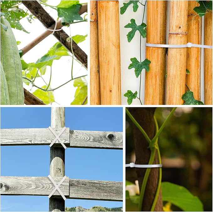 3000 Pieces Cable Zip Ties Bulk Heavy Duty Cable Ties Nylon Tie Wraps Self Locking Wire Ties for Plants Gardening Farming Grid Wall Fence Indoor and Outdoor(White, 12" (50lb))