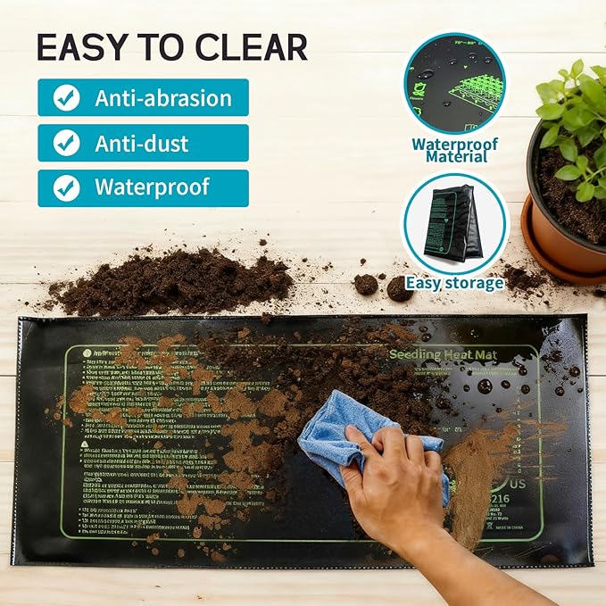 SYSAI 25°F Warm Boost Heat Mat, 21"x10" Waterproof Seedling Heat Pad for Faster Germination, Seed Starting, Hydroponic & Indoor Gardening, IP67