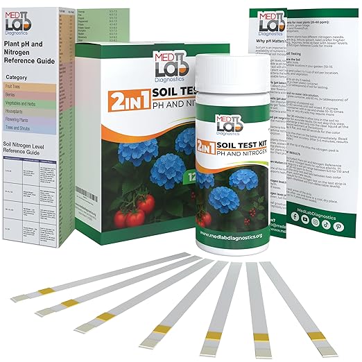 Soil Test Kit- 2-in-1 Soil & Nitrogen Test Strips(120 cnt), Accurate Soil Tester for Garden, Plants, Vegetables, Flowers, and Lawn Care.
