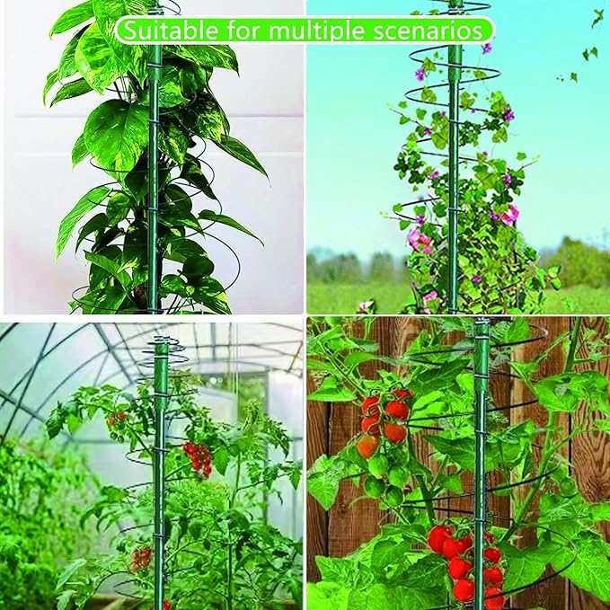 2 Pcs Tomato Cage Garden 53.6" Tall Metal Plant Cage Support Stretchable with Poles Stake Tomato Tower Garden Trellis for Vegetables Bean Climbing Plants Outdoor