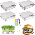 Stainless Steel Sprouts Growing Kit 4-Tier 12.4 inch Trays, Microgreens Growing Kit, Seed Sprouting Tray with Encrypted Mesh Sprouts for Beans Alfalfa Broccoli Wheat Grass