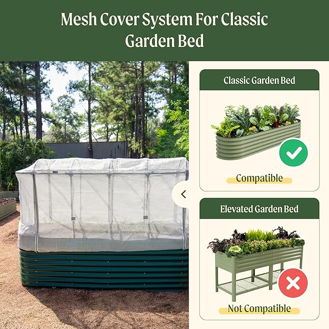 Vego garden 2.0' x 6.5' (6 in 1) Cover Netting System, 35% Shading Rate for Plant Protection, Pest Control Frame Cover Kit, Durable & Heavy-Duty Garden Cover (Garden Beds Not Included)
