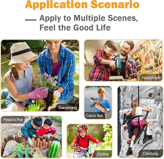 5 Pairs Kids Gardening Gloves Yard Work Gloves Children Soft Safety Rubber Coated Glove for Toddlers Youth Girls Boys Children (9-12yr L)