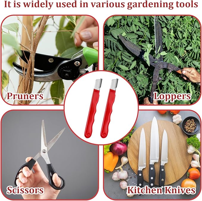 2 Pack Garden Tool Sharpener, Pruning Shears Blade Sharpener Portable Multi Functional Tungsten Steel Garden Tool Quickly Sharpeners Tools Pocket Blade Sharpeners for Hedge Shears Scissors