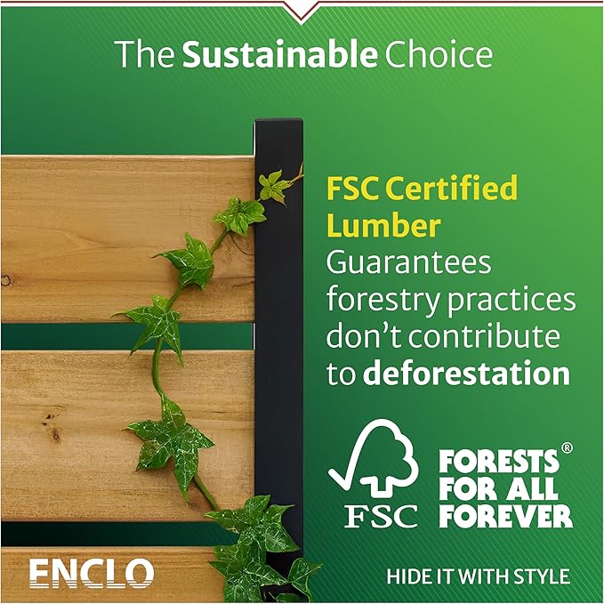 4ft H x 3.4ft W x 1.5ft L (1 Screen w/Planter) Freestanding Enclo Cedar Wood Privacy Fence Screen with Planter Box, Outdoor Wood Privacy Screen Panel for Patio, Raised Garden Bed, AZ18040