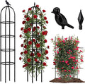 Joyhalo 2 Pack Trellis for Climbing Plants Outdoor, 6.2ft High Adjustable Garden Trellis for Flowers, Black Plastic Coated Steel Plant Stakes Use As Tomato Cage