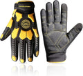 HANDLANDY Anti Vibration Gloves, SBR Padding, TPR Protector, Mechanic Work Gloves (Large, Black)