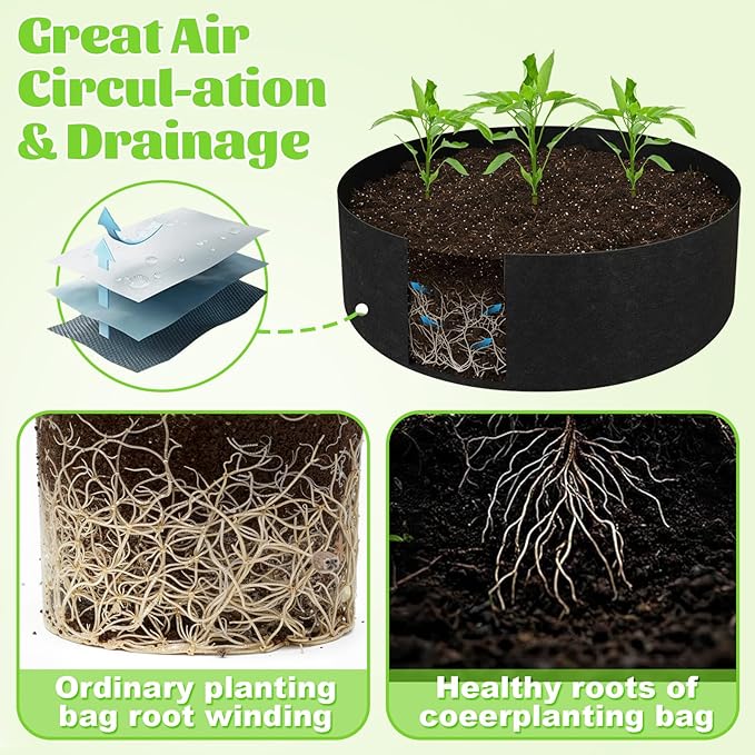 Hushee 3 Pack Plant Grow Bags 50/95/100 Gallon Large Round Grow Bags Raised Garden Beds Planters Pots Heavy Duty Fabric Cloth Black for Garden Flowers Vegetable Herbs Plants Outdoor Containers Favors